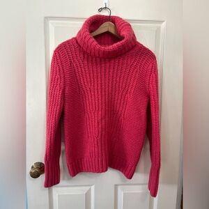 Banana Republic Wool Blend Vibrant Pink Cowl Neck Sweater